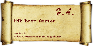 Hübner Aszter névjegykártya